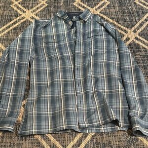 Kuhl Blue Plaid Casual Button Down Shirt